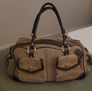 Coach Tan and Brown Satchel Bag
